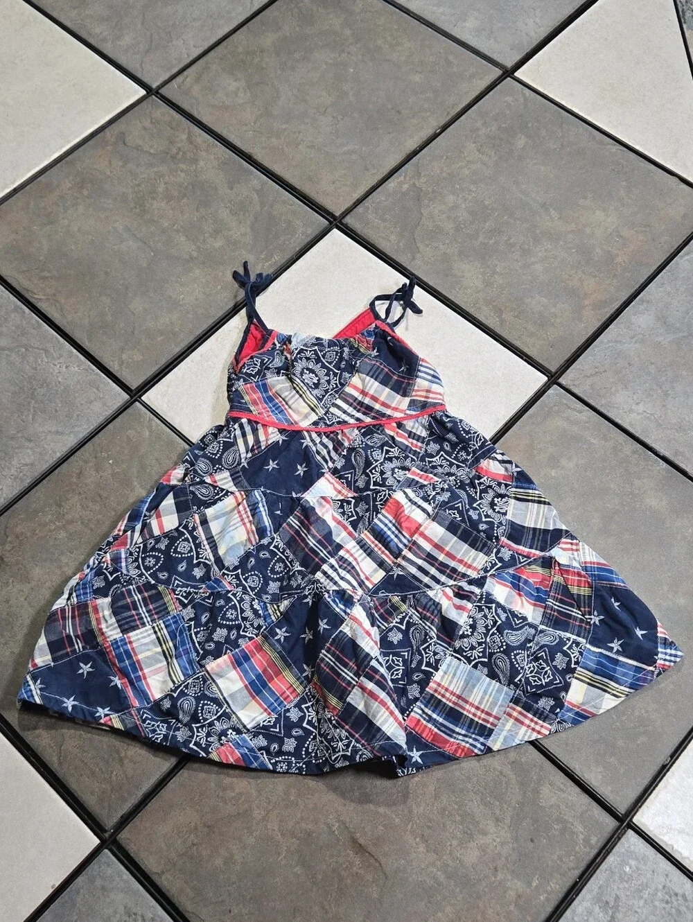 The Children's Place Patchwork Bandana Sundress 3T Patriotic Americana Dress - Picture 8 of 9
